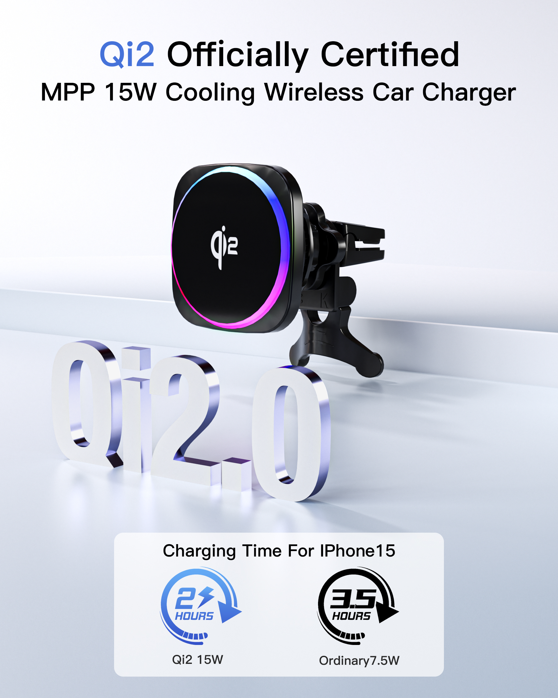 25W MPP QI2磁気車ワイヤレス充電器