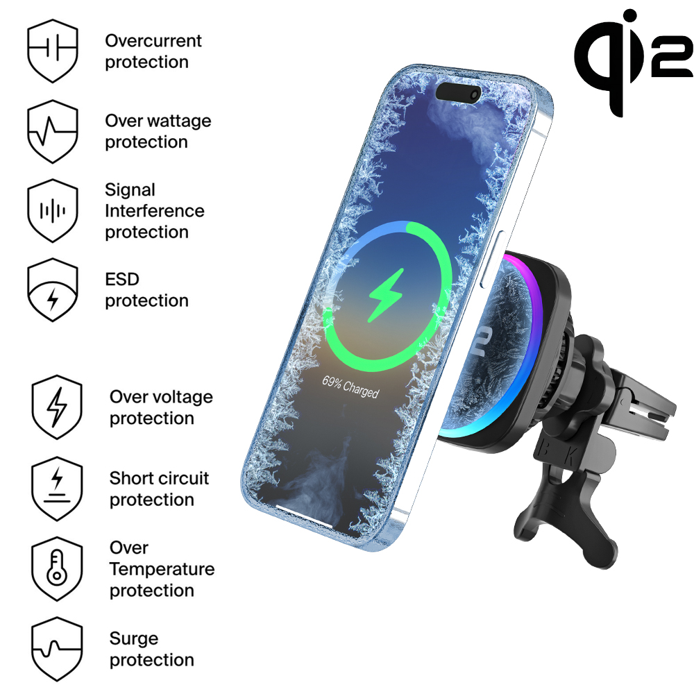 15W QI2ワイヤレスカー充電器カーワイヤレス充電器