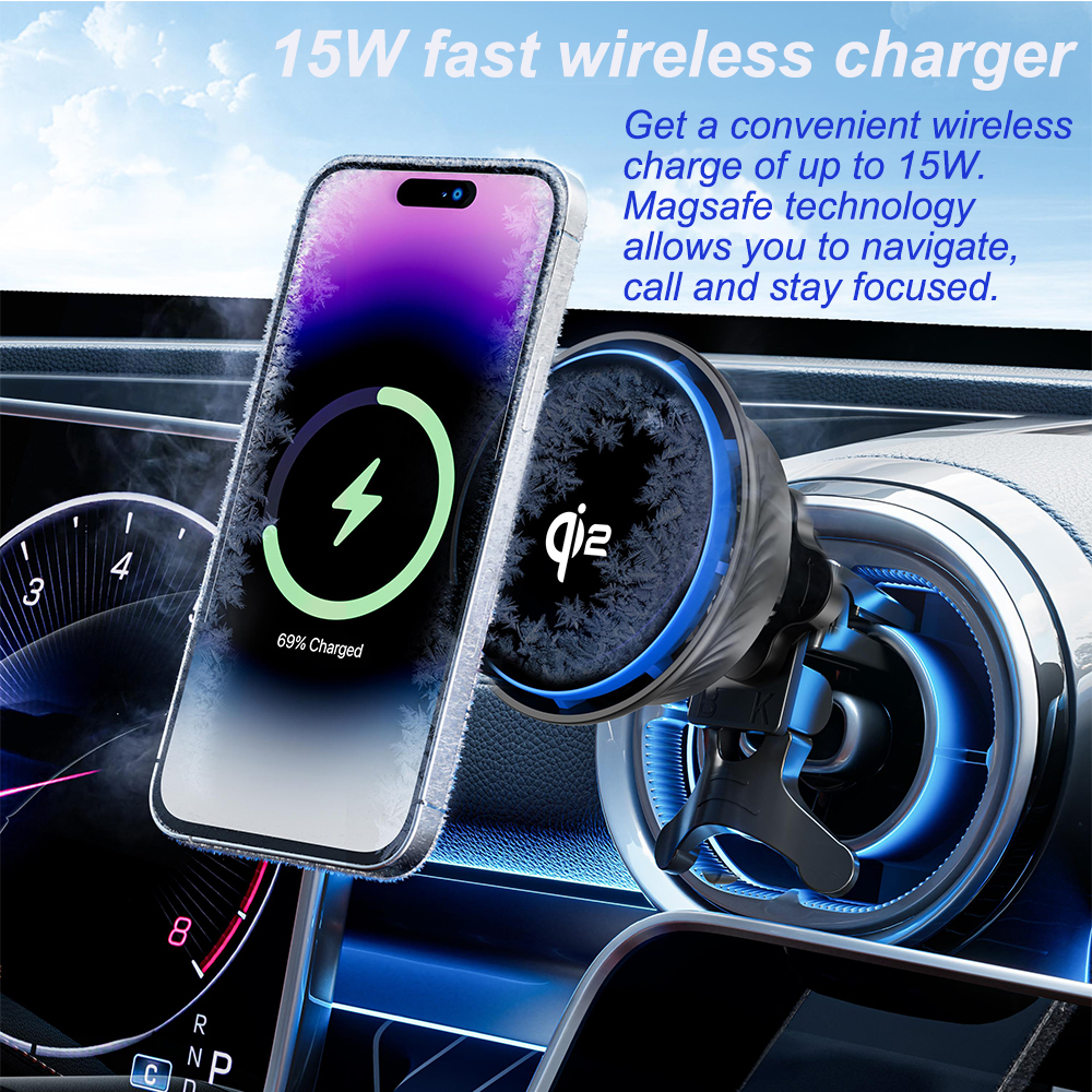 15W Qi2 wireless car charger car 15W wireless charger fan cooling wireless charger - COPY - carnoi
