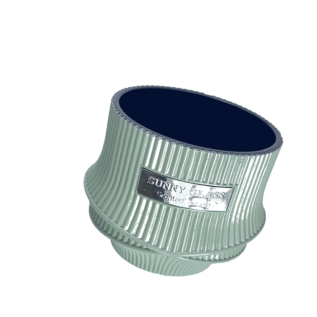 Wholesale custom 13oz 14oz elegant empty cross and vertical stripes embossed pattern glass candle jars