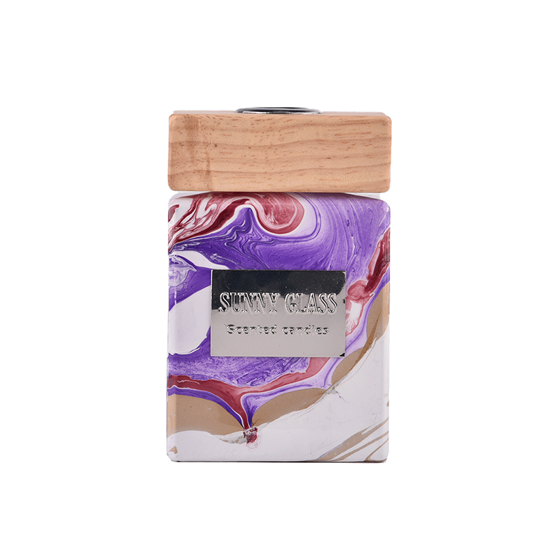 Wholesale marble fluid blue square glass diffuser bottle home decor