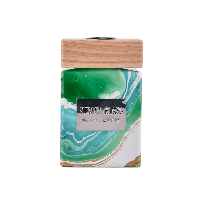 Wholesale marble fluid blue square glass diffuser bottle home decor