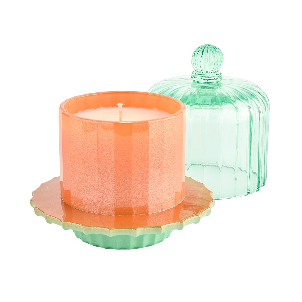 Custom Bell Jar Empty Green Glass Candle Jar With Lid Supplier