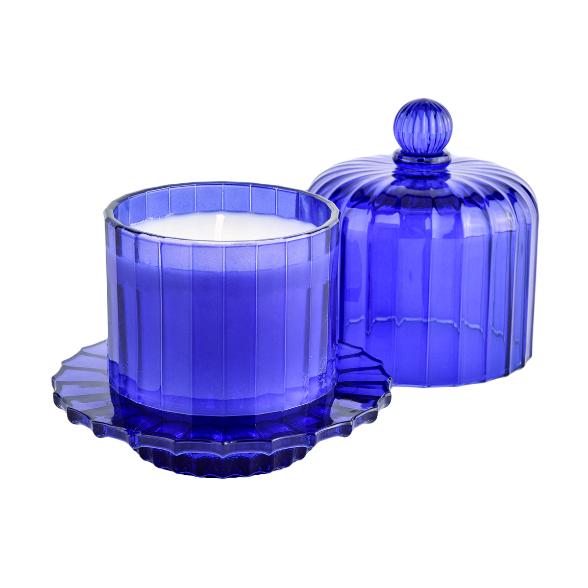 Custom Bell Jar Empty Green Glass Candle Jar With Lid Supplier