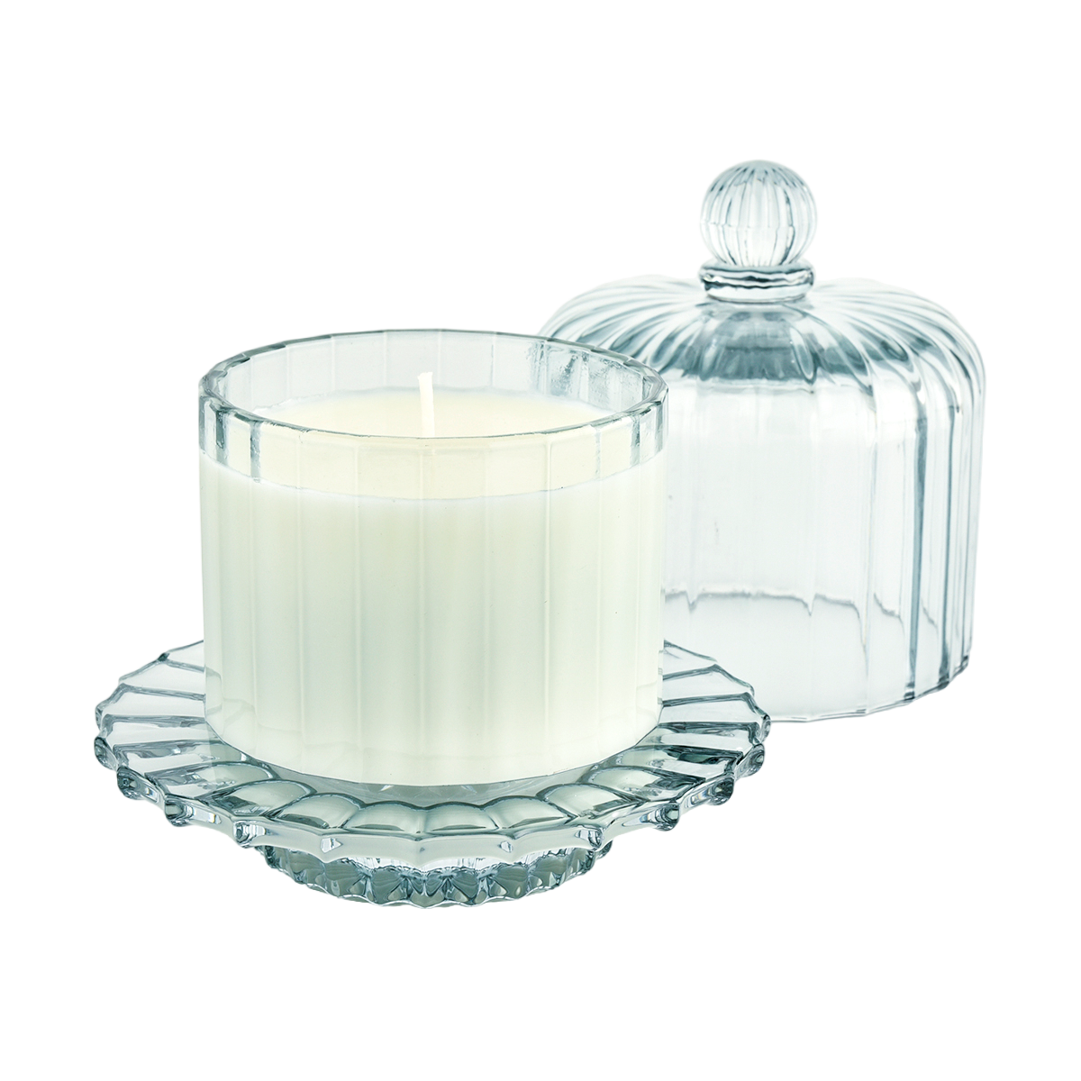 Custom Bell Jar Empty Green Glass Candle Jar With Lid Supplier