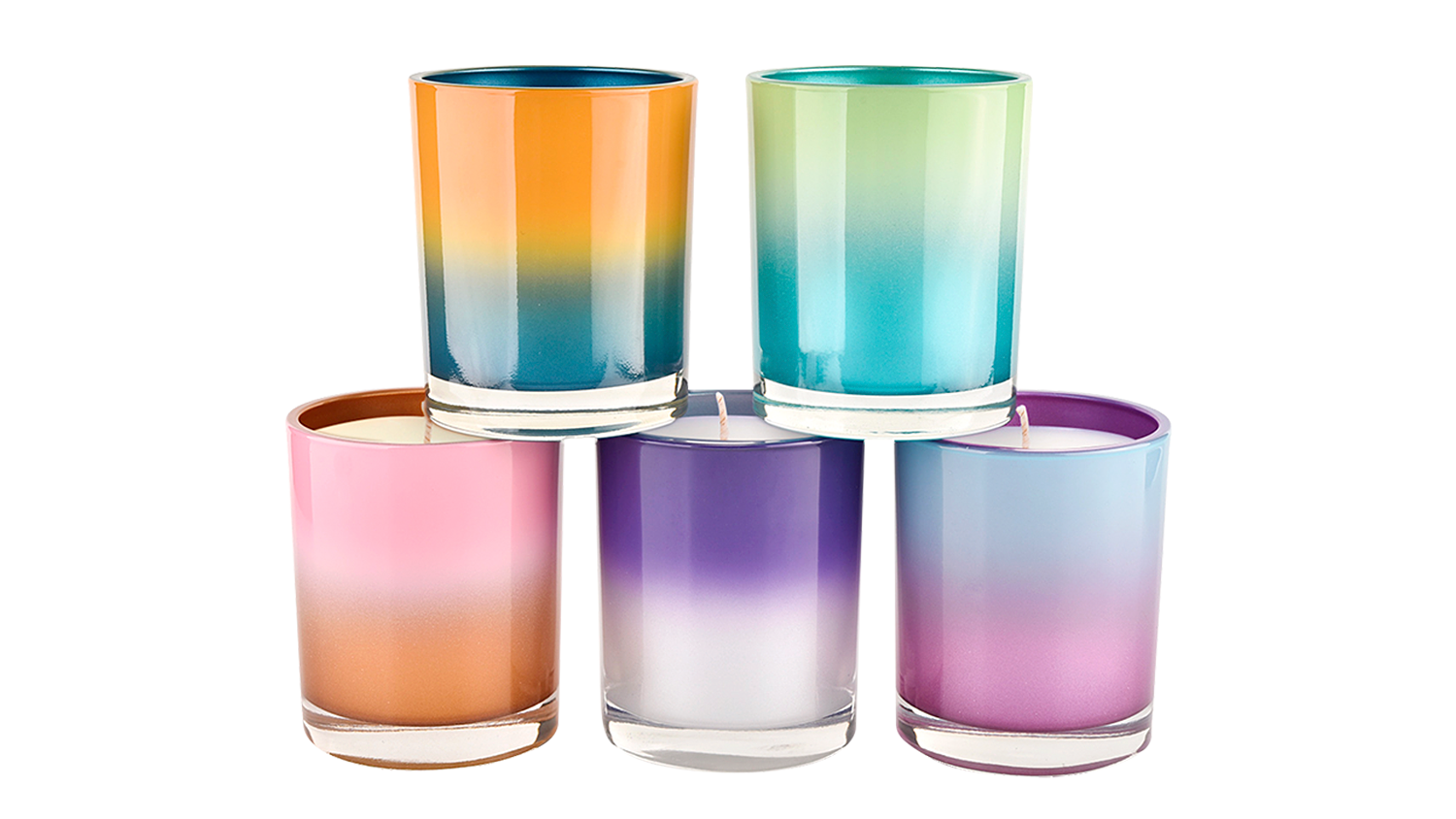 289ml Straight Edge Glass Candle Container White Gradient Purple Wholesale