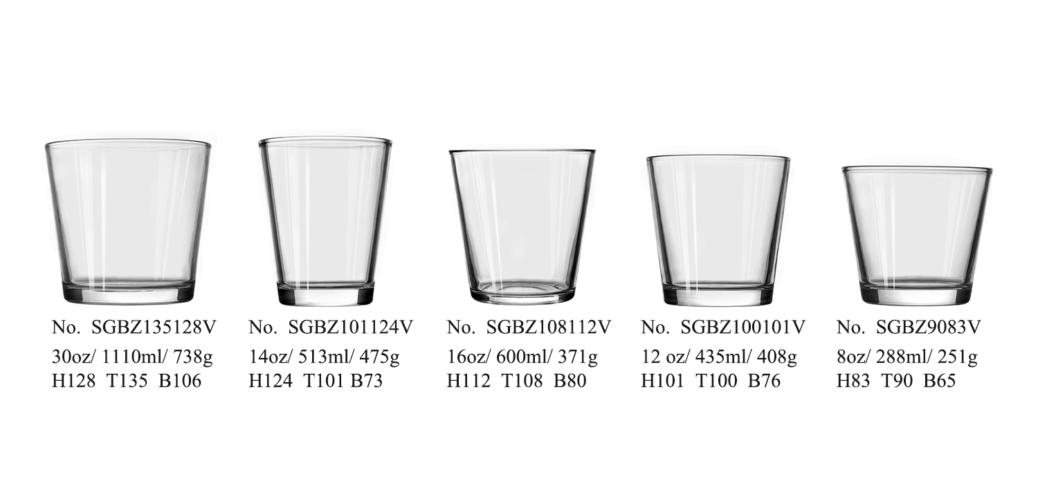 Wholesale popular customized round bottom V-shaped glass candle jar for home deco