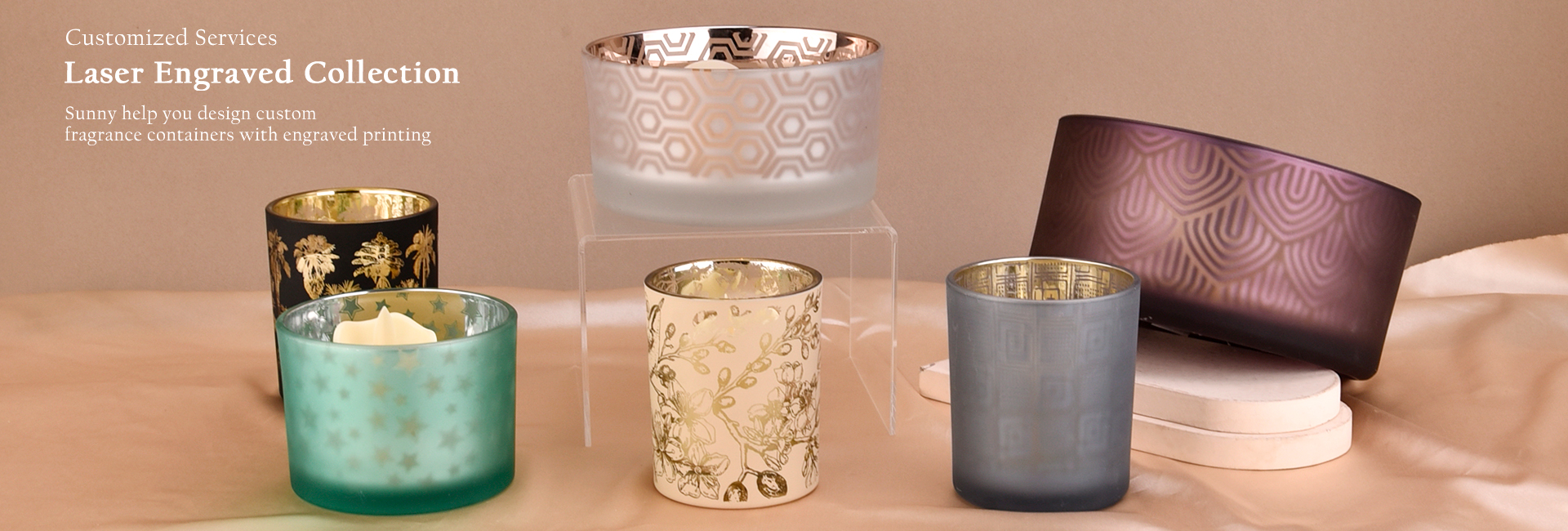 Tarros de velas grabados con láser.
