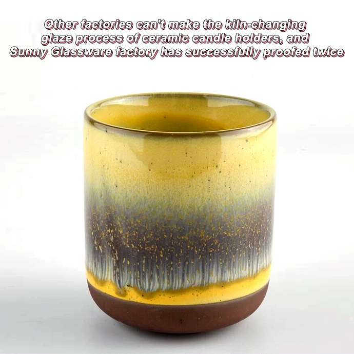 Other factories can't make the kiln-changing glaze process of ceramic candle holders, and Sunny Glassware factory has successfully proofed twice Other factories can't make the kiln-changing glaze process of ceramic candle holders, and Sunny Glassware factory has successfully proofed twice