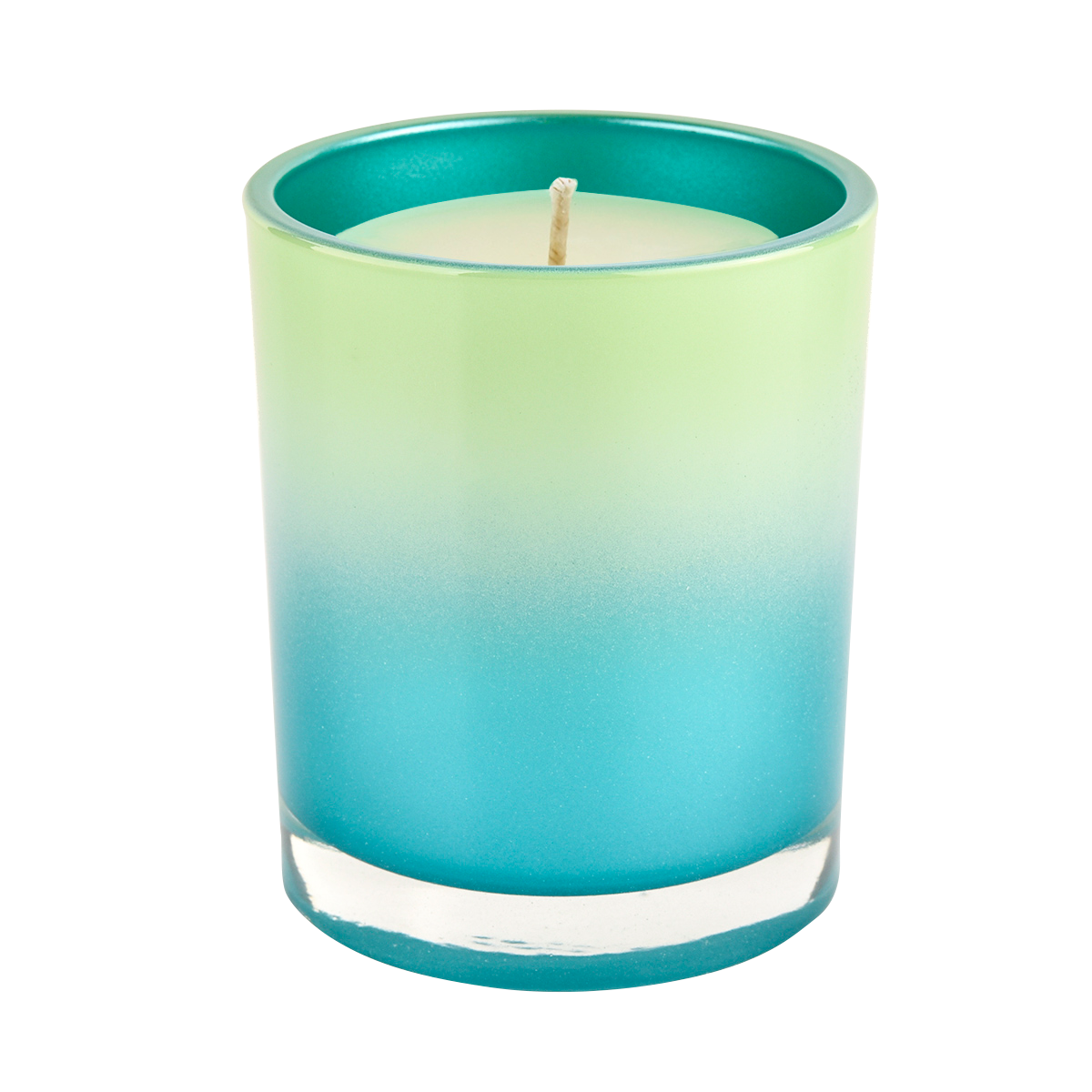 Wholesale Straight Edge Glass Candle Container Cyan Gradient Green
