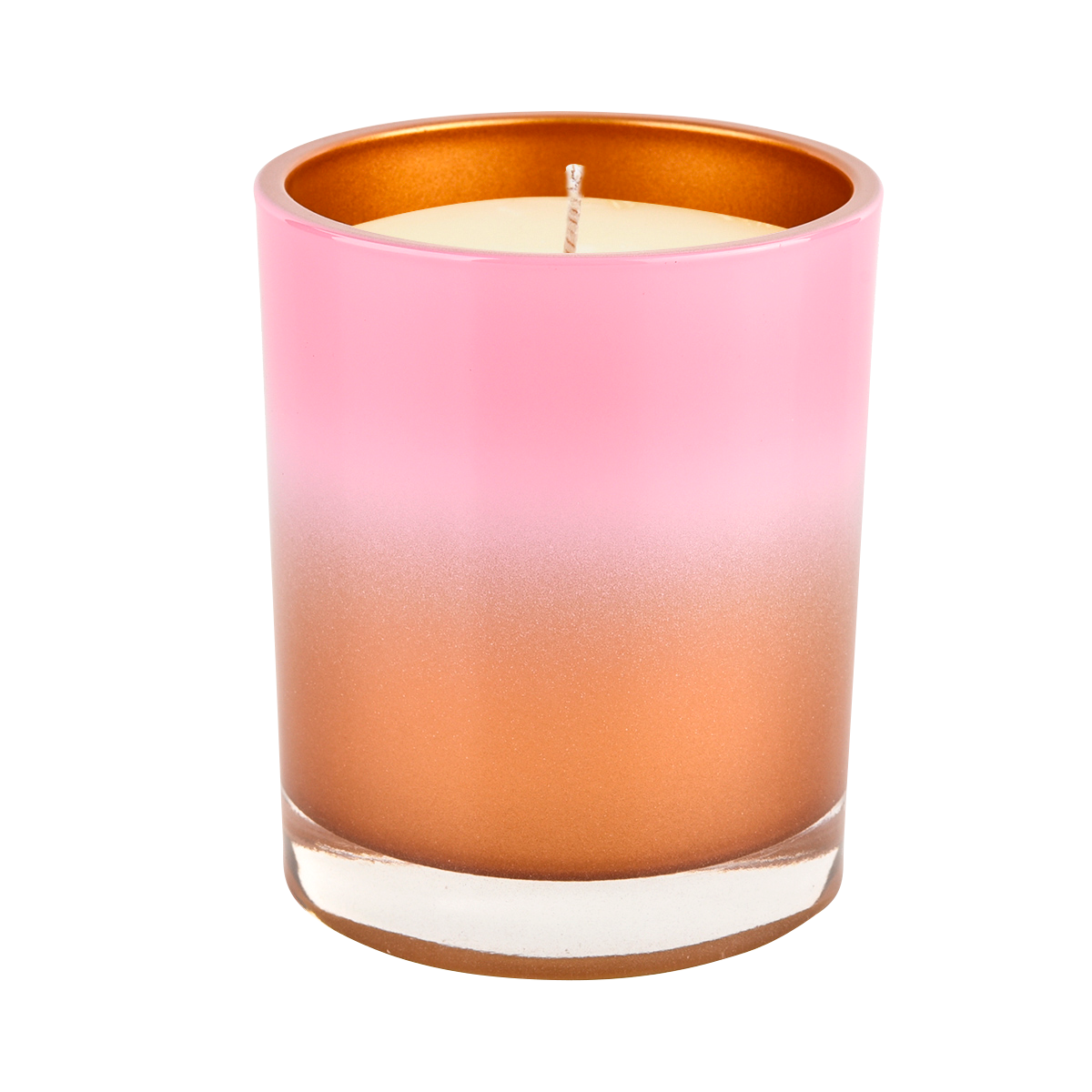 Luxury customized Straight Edge Glass Candle Container Orange gradient pink wholesale
