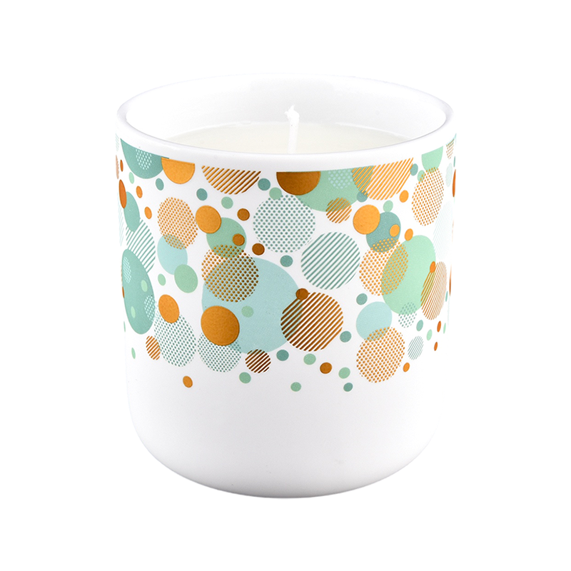 Wholesale luxury ceramic candle jars with unique spherical geometric patterns