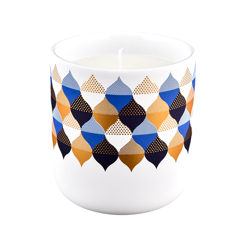 Wholesale luxury ceramic candle jars with unique spherical geometric patterns