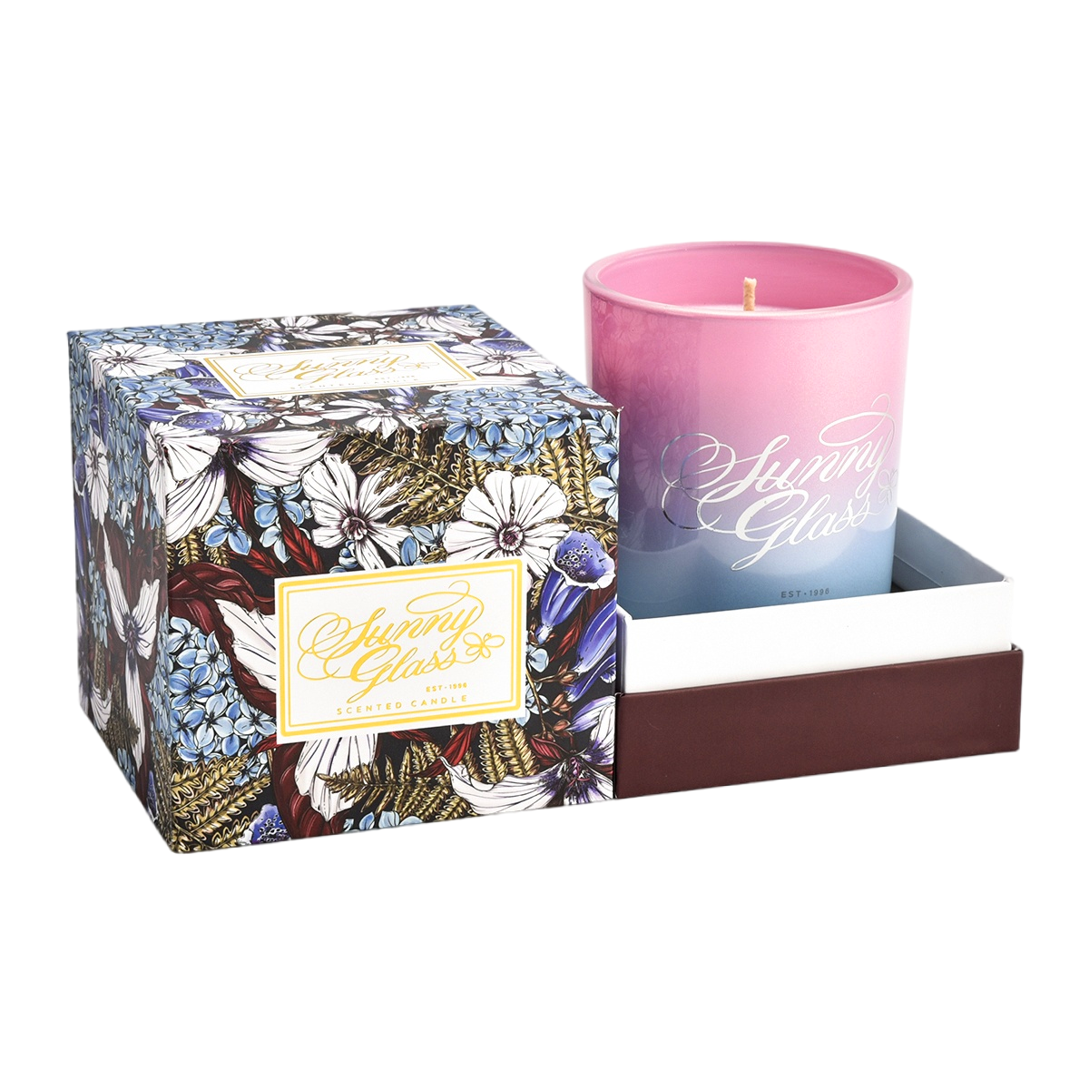 Luxury dark brown pattern design candle holder packaging box gift box