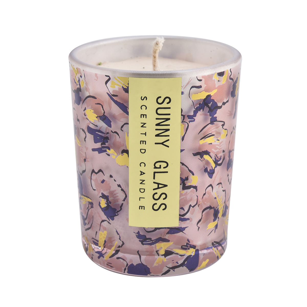 Wholesale 10.7oz uu floral paper glass pattern glass candle jar