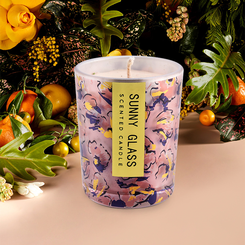 Engros 10,7 oz uu blomsterpapir, glasmønster glas stearinlyskrukke