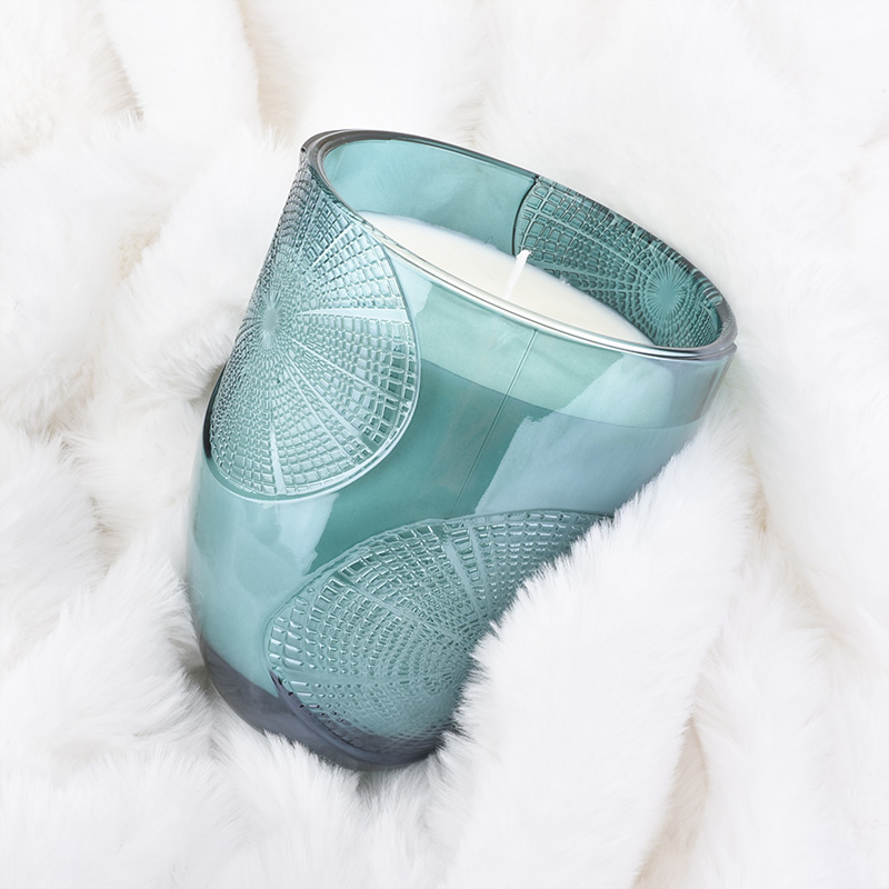 Chine Pot de bougie en verre turquoise personnalisé moderne, décoration de mariage de luxe en gros pour la fabrication de bougies fabricant