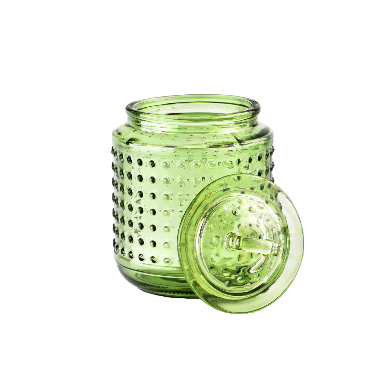 Luxury empty purple spot glass candle jar with lids for home decor