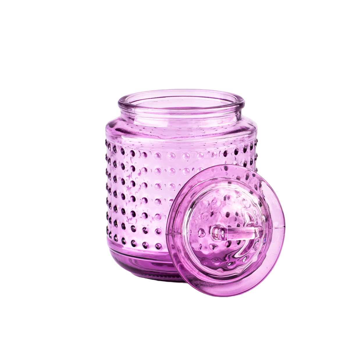 Luxury empty purple spot glass candle jar with lids for home decor