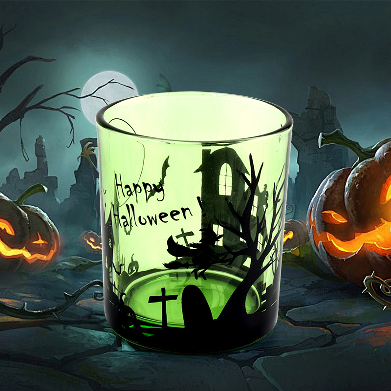Kina Engros halloween klare grønne stearinlysglas til feriedekorationer fabrikant