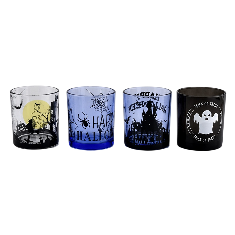 Wholesale black skull glass candle jars 285ml large capacity bulk candle holder Wholesale black skull glass candle jars 285ml large capacity bulk candle holder