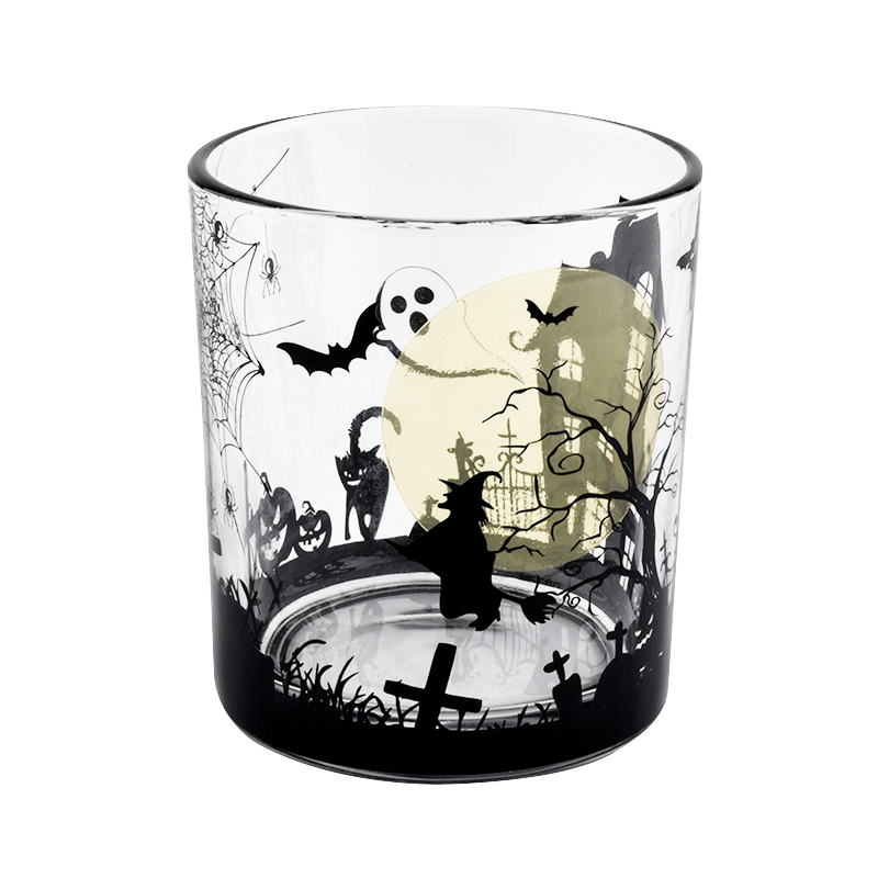 Wholesale black skull glass candle jars 285ml large capacity bulk candle holder