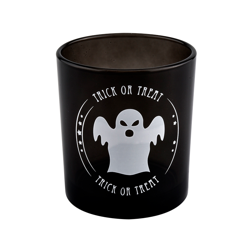 Wholesale black skull glass candle jars 285ml large capacity bulk candle holder