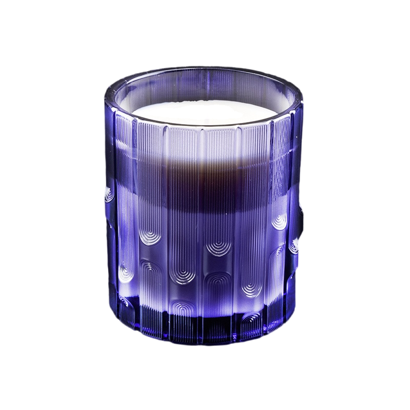Engrosleverandør moderne design af tomme lilla stavelse krukke glas lys krukker