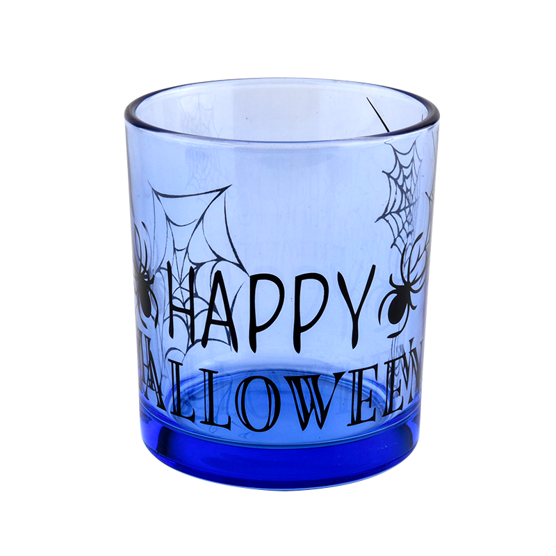 285ml blå tilpassede luksus halloween glas stearinlys krukker grossist