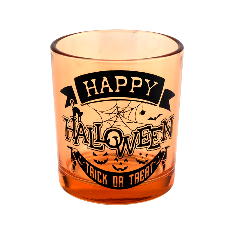 Engros orange halloween graffiti stearinlys krukker dekoreret til ferien