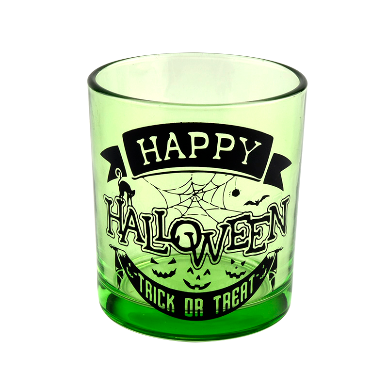 285ml green halloween graffiti glass candle jars custom gift