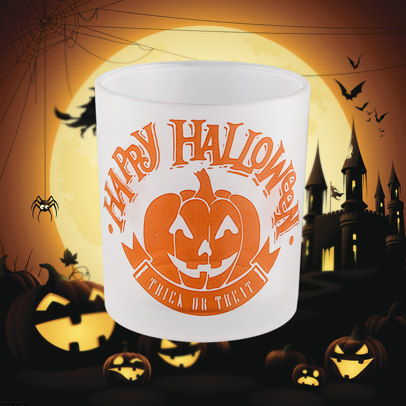 Engros frostet græskar Halloween mønster glas lys krukker