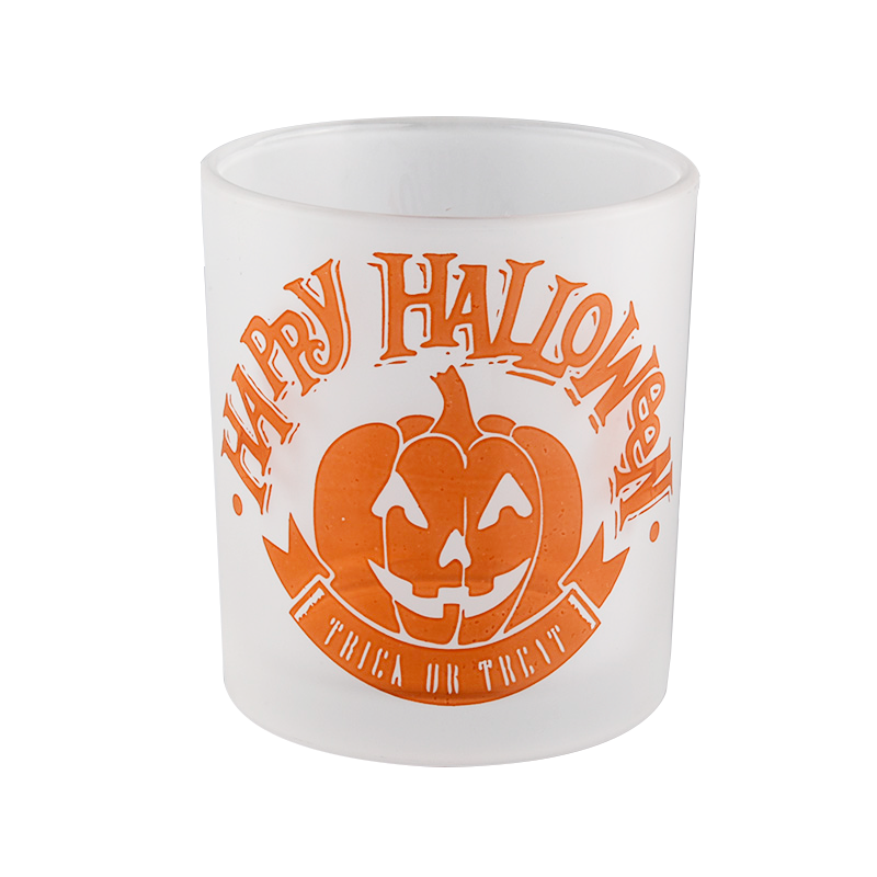 Engros frostet græskar Halloween mønster glas lys krukker