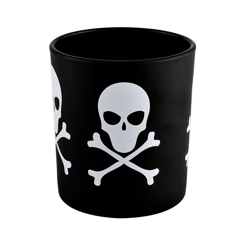 Engros populære brugerdefinerede håndlavede sorte Halloween graffiti stearinlysglas