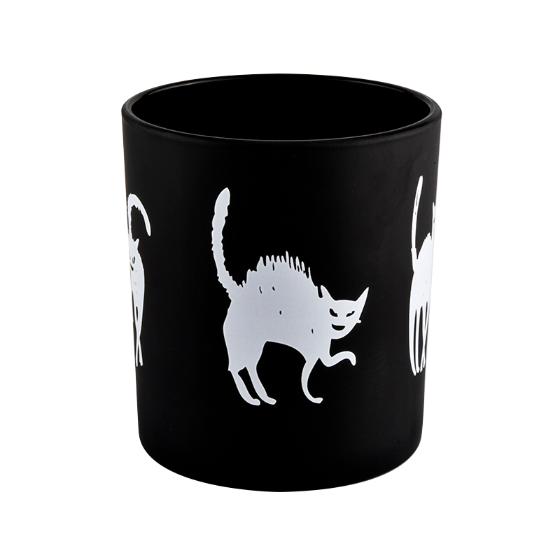 Luksus håndmalede Halloween-graffiti-dekorerede sorte stearinlysglas