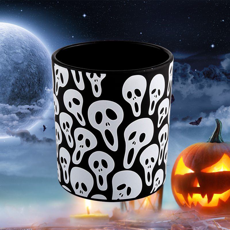 Engros Halloween sort skelet graffiti glas stearinlys krukke fabrikanter