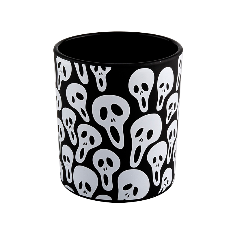 Engros Halloween sort skelet graffiti glas stearinlys krukke fabrikanter