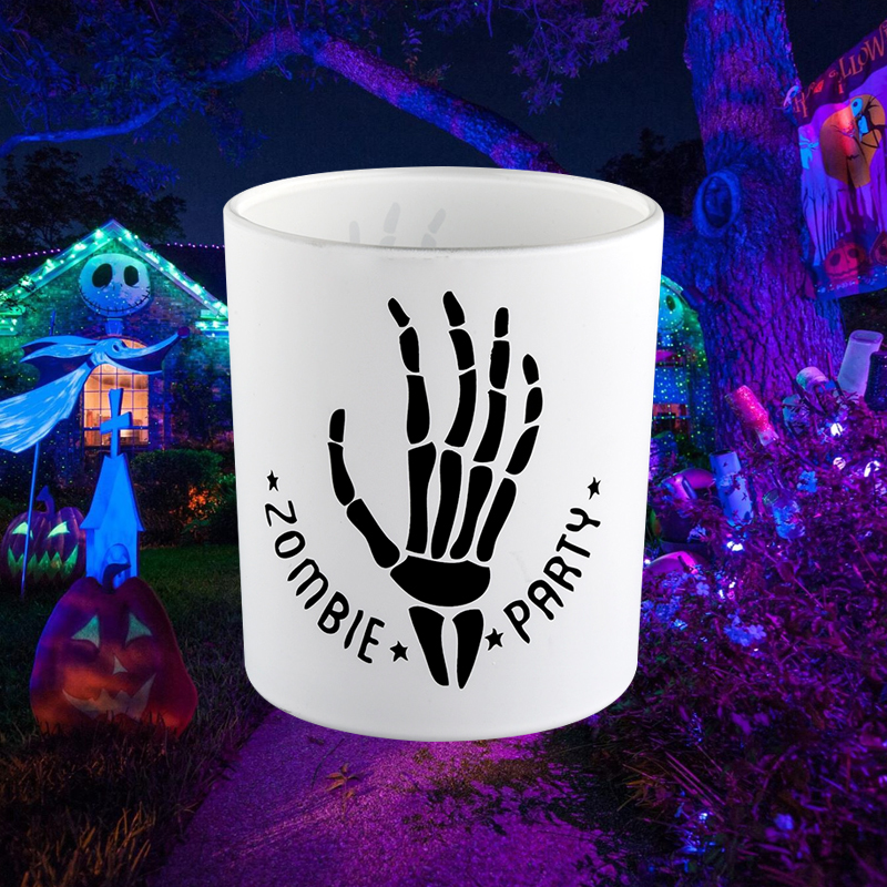 Engros Halloween sort skelet hånd graffiti glas stearinlys krukker dekorere interiører