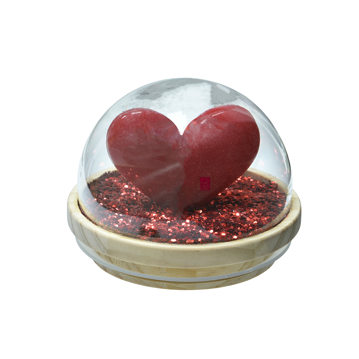 Coeurs rouges à motifs 3D en gros avec des éclairs fins et autres couvercles en bois hémisphériques