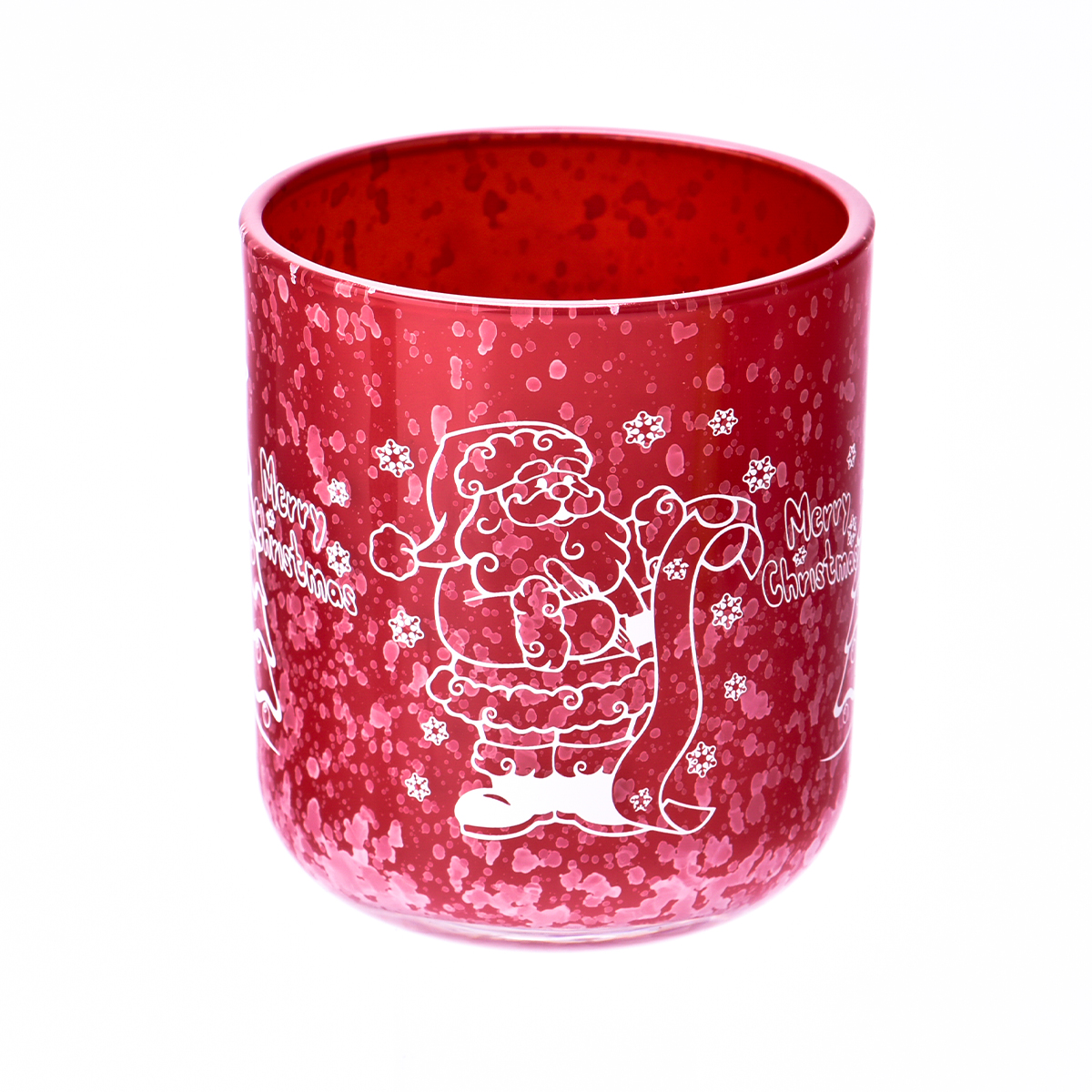 Engros rød juledecal papir glas lysestage med låg