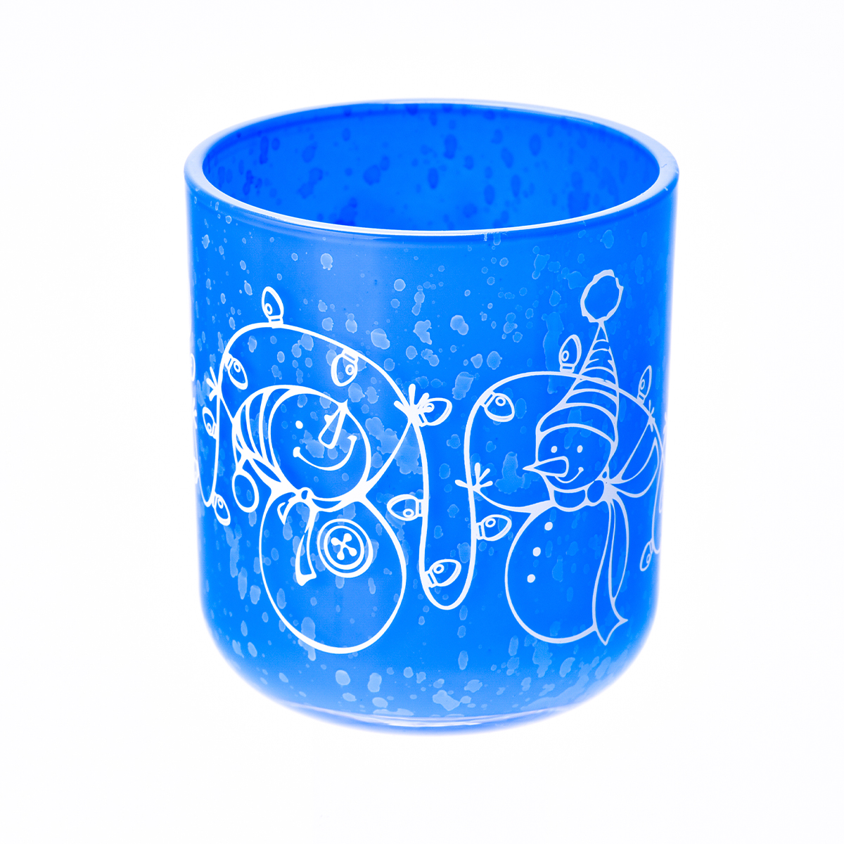 Wholesale popular customized grass green christmas decal paper glass candle jar with lid