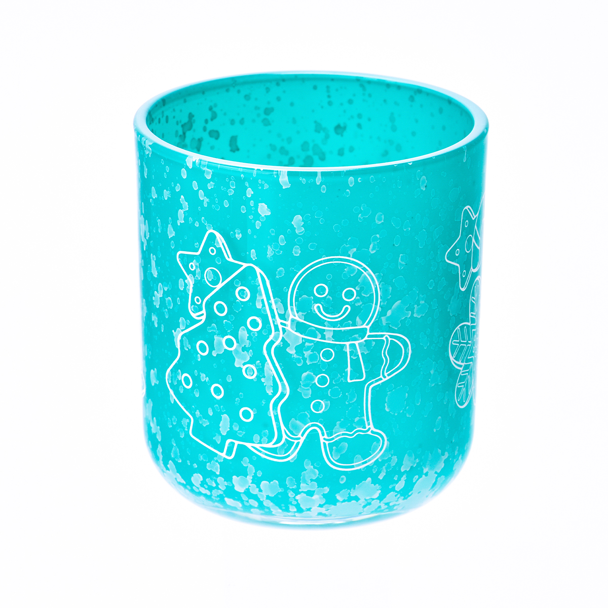Wholesale popular customized grass green christmas decal paper glass candle jar with lid