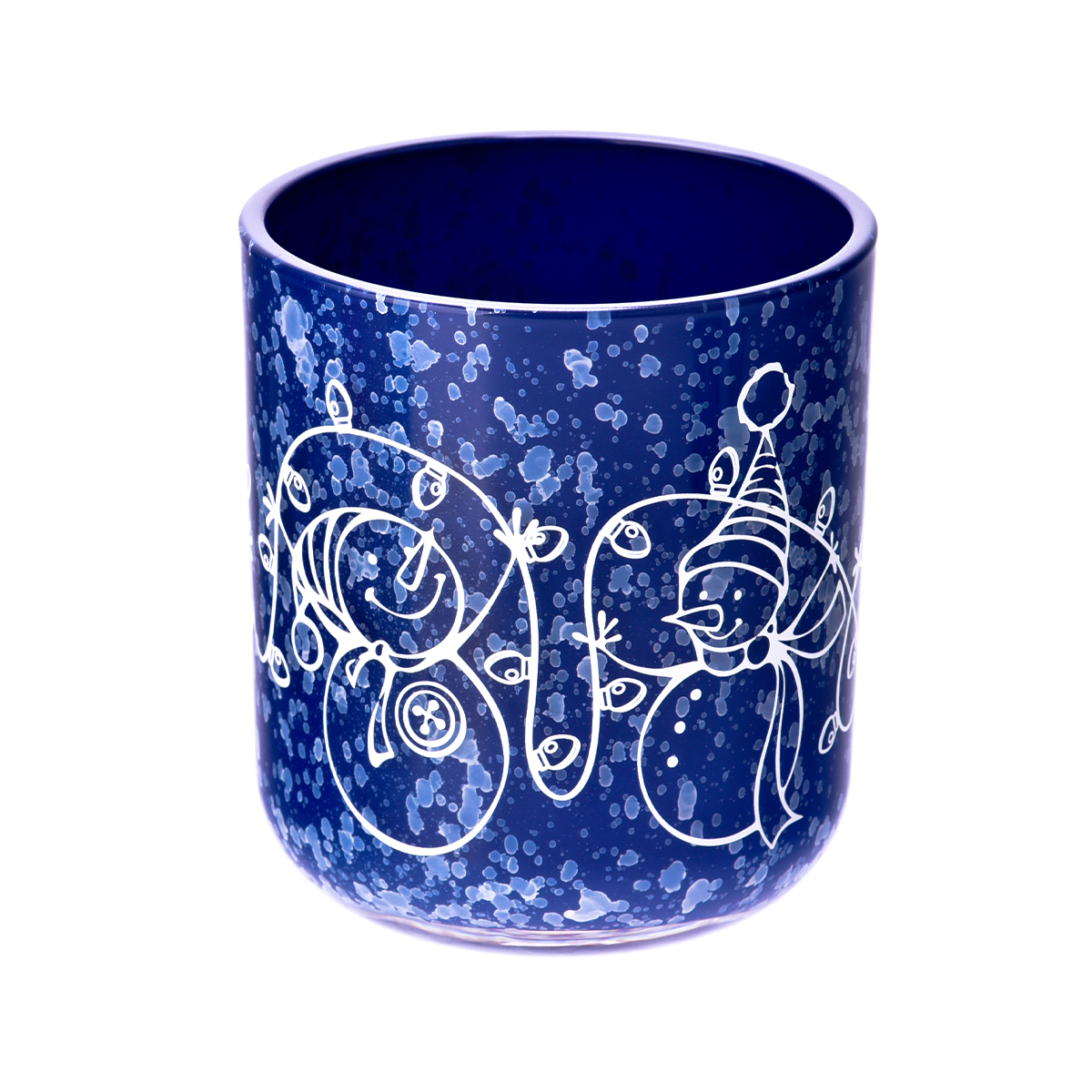 Wholesale popular customized grass green christmas decal paper glass candle jar with lid