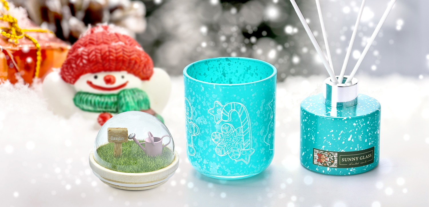 Luxury Private Label Turquoise Christmas Glass Diffuser Bottles Home Decor
