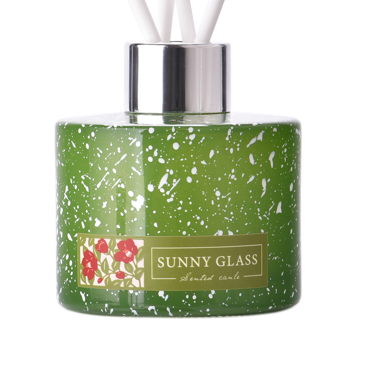 Bouteilles de diffuseur en verre vert personnalisé en gros pour cadeau à domicile