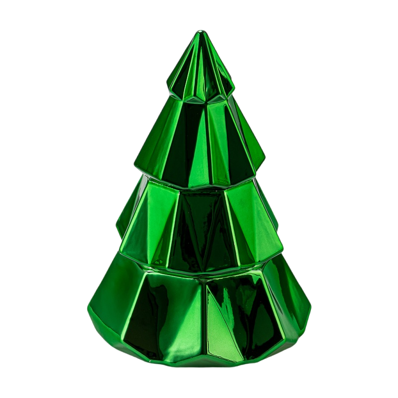 Poctes de bougie en verre d'arbre de Noël de luxe avec couvercles