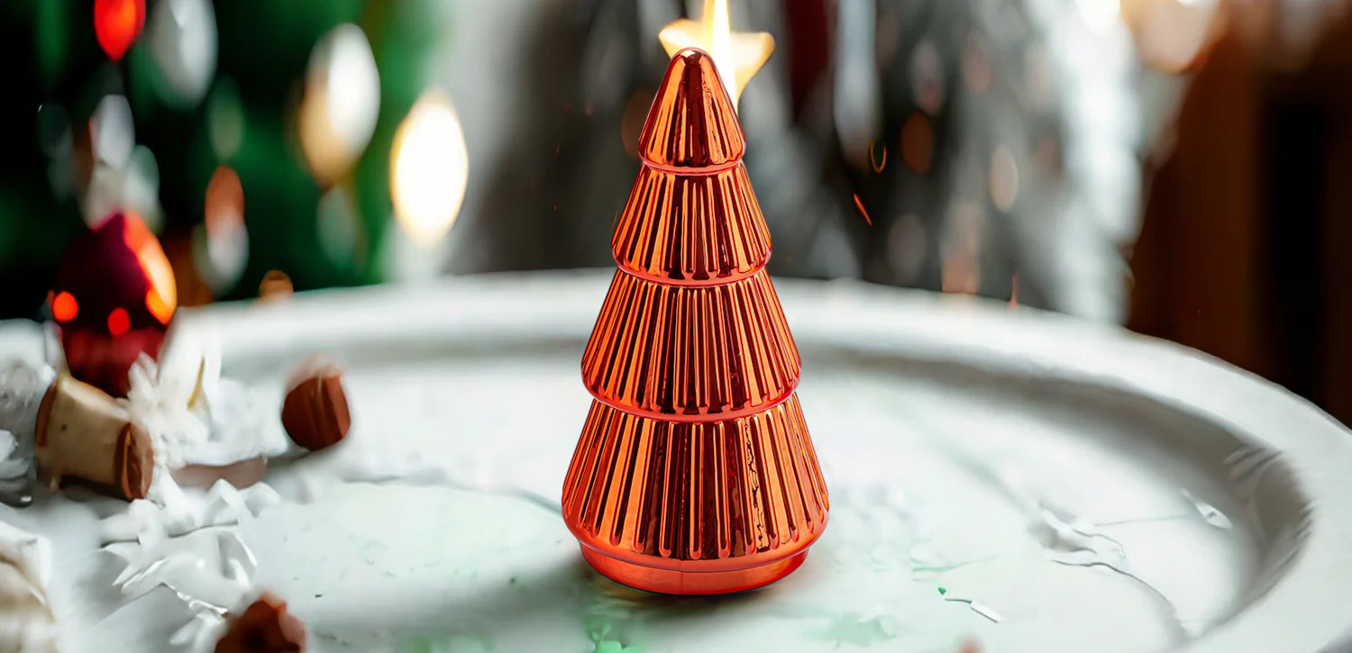 Popular Christmas Tree Style Electroplated Glass Candle Jar with Lid Popular Christmas Tree Style Electroplated Glass Candle Jar with Lid