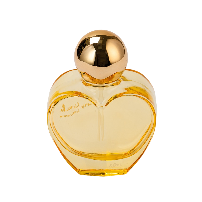 حاوية عطر على شكل قلب بغطاء ذهبي كروي سعة 50 مل