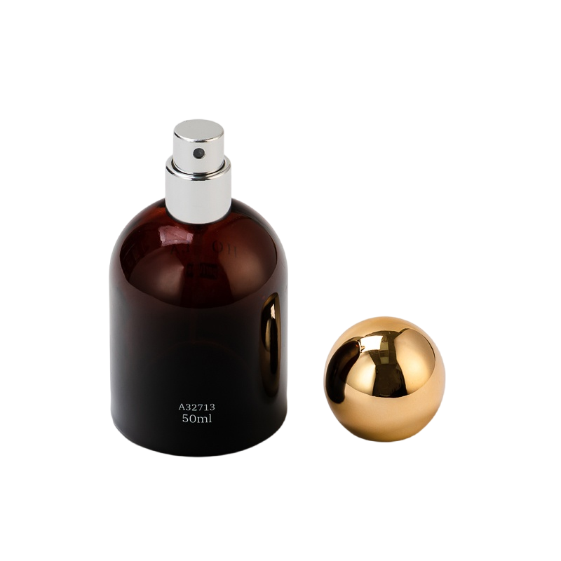 زجاجات عطر ذات غطاء كروي مذهّب للبيع بالجملة باللون البني الكهرماني