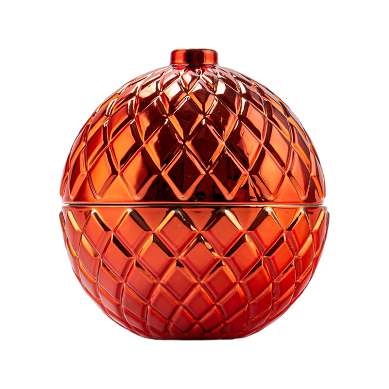 Jar de bougie en verre de diamant de diamant de Noël de luxe avec couvercle